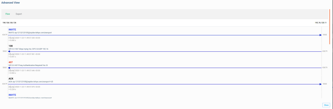 New Call Flow view for SIP debugging in Telnyx Mission Control