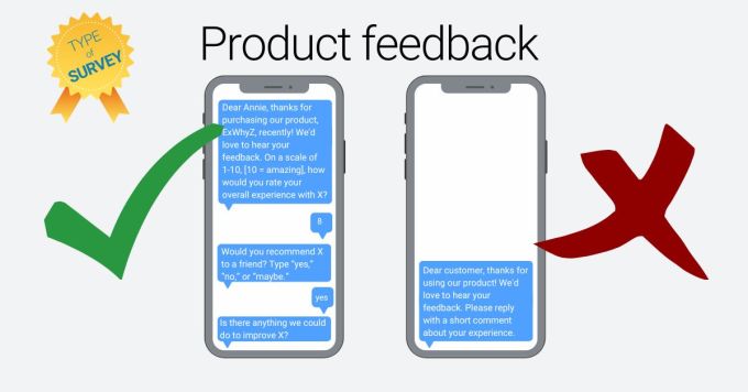 SMS survey examples - product feedback