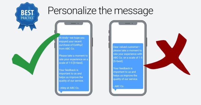SMS survey examples - personalize