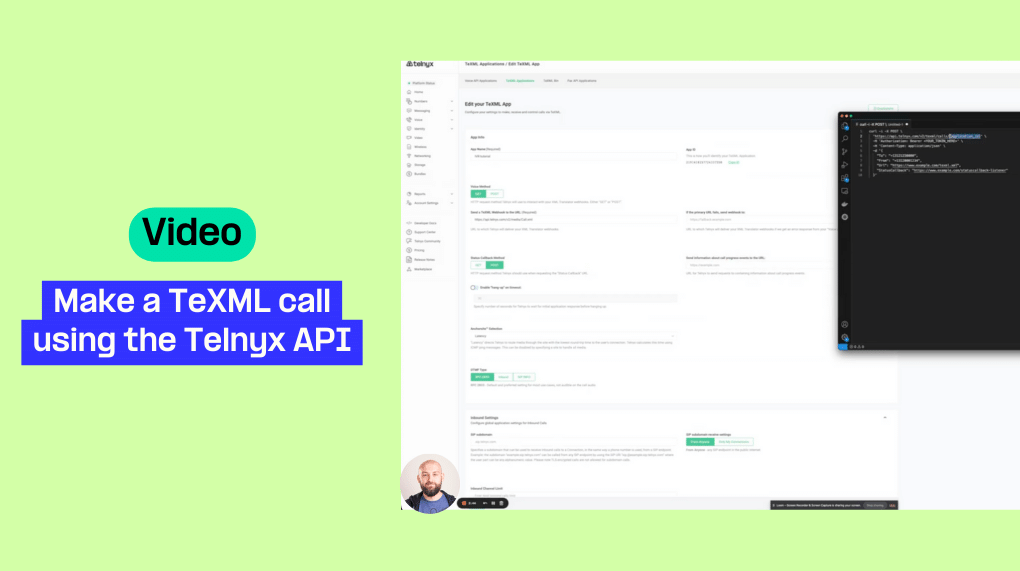 Video tutorial of initiating a basic outbound call using TeXML