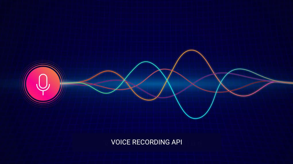 voice recording api text overlaid on a background that shows sound waves