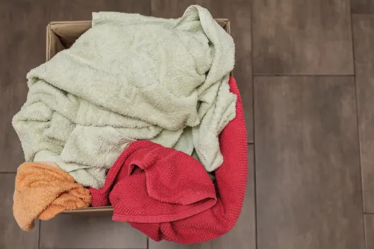 Dirty towels in a box