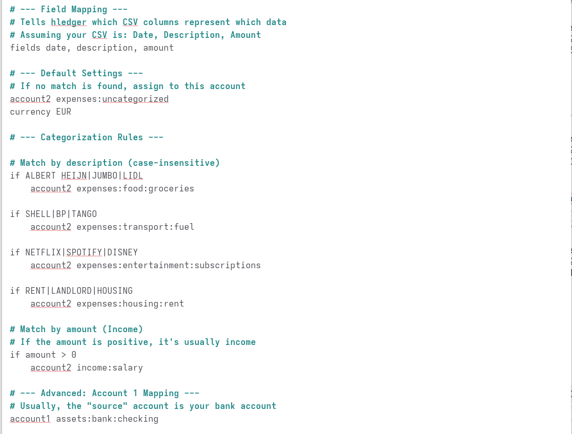 hLedger Rules file demo