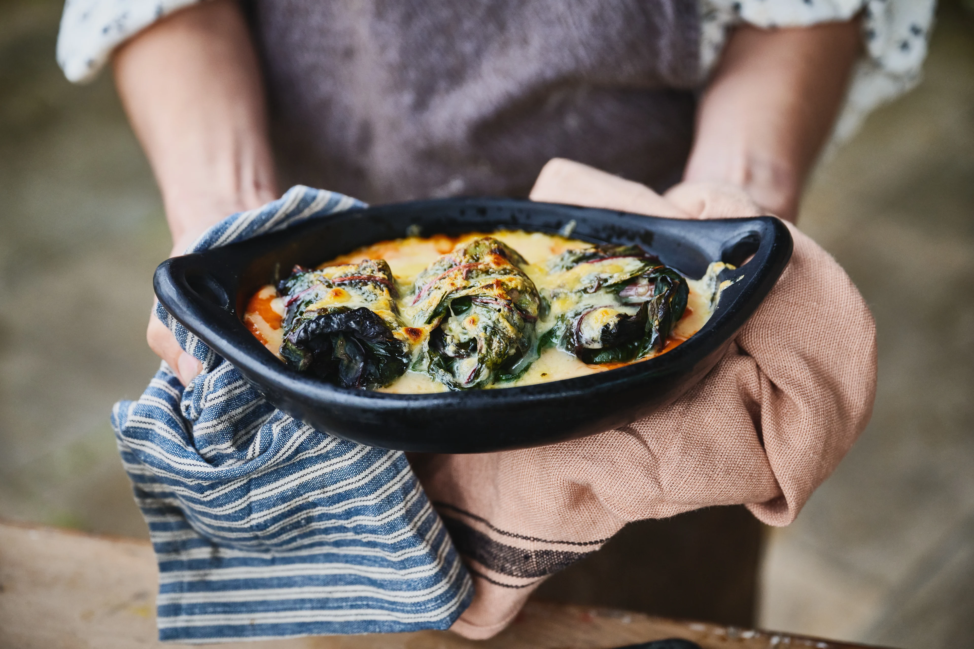 Recipe - Chard Rolls with Roasted Fresh Tomato Sauce