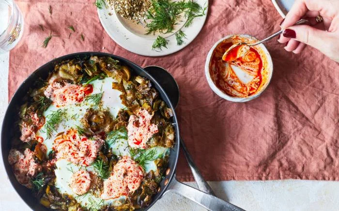 Recipe - Zaatar Leek Baked Eggs