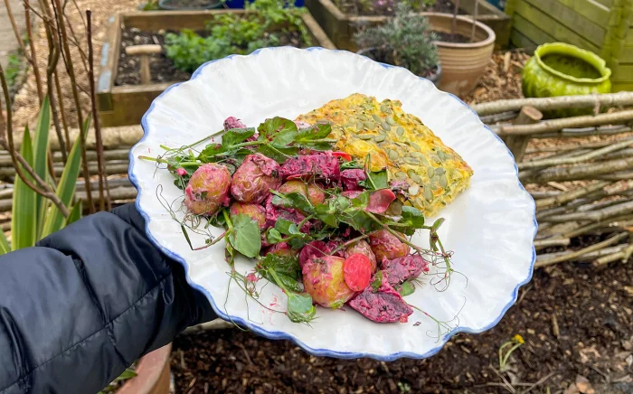 Recipe - Roasted potato and radish salad with herby kefir dressing