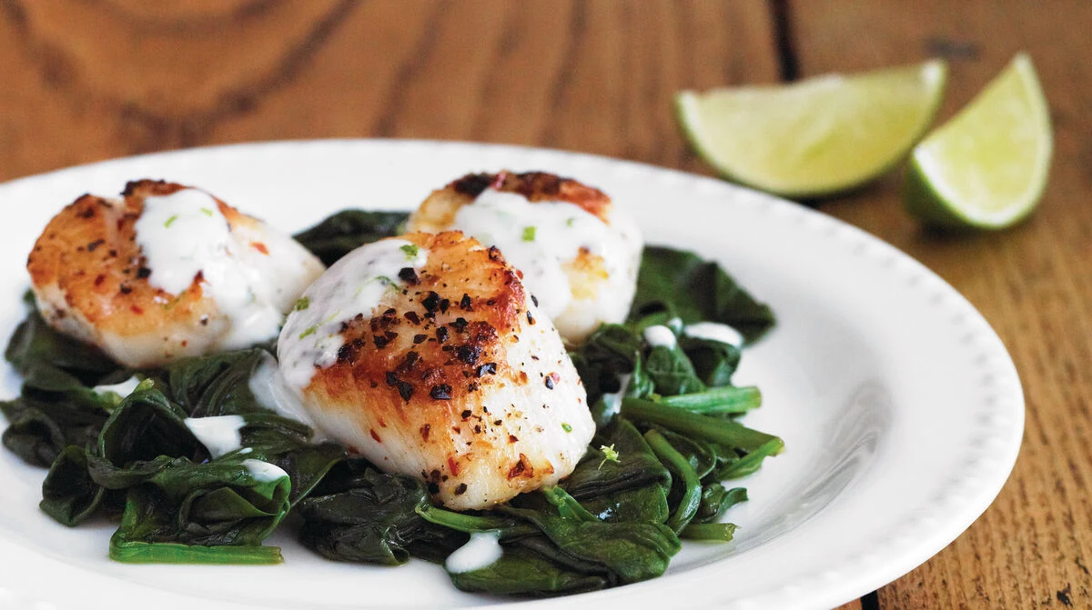 Pan Fried Scallops with Lime & Honey Dressing