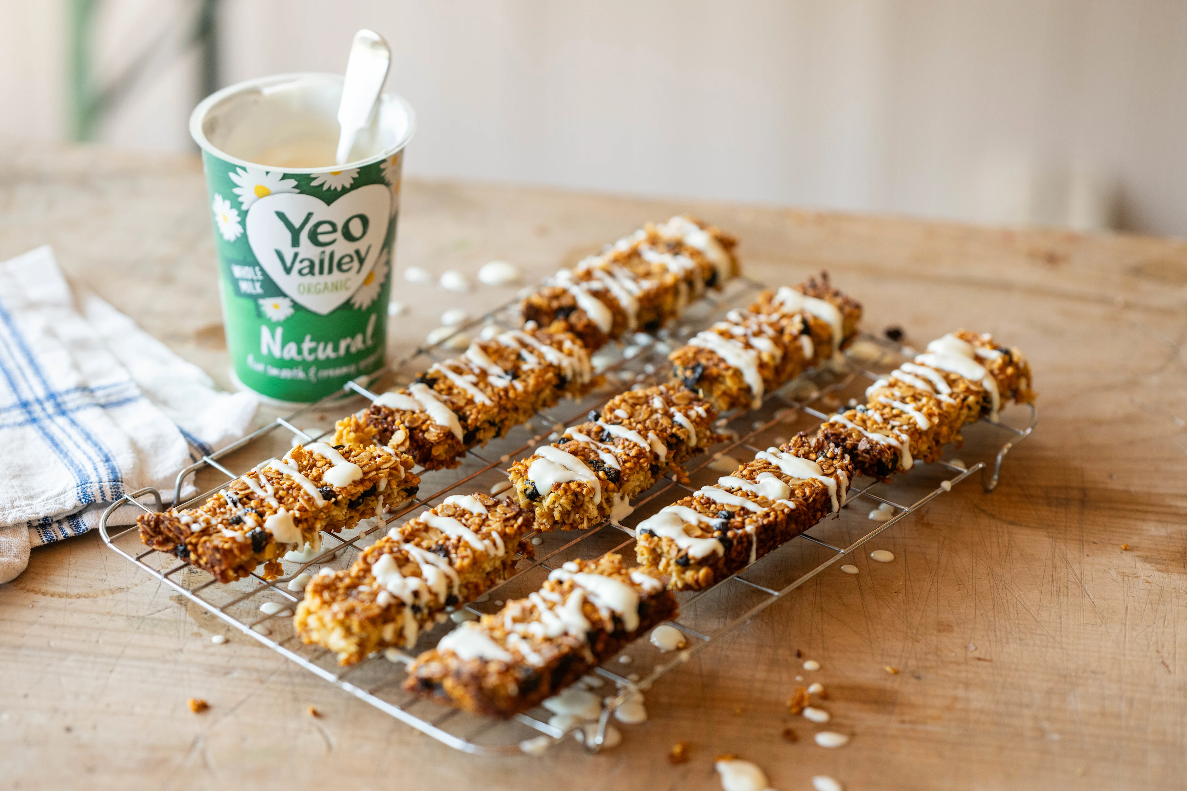 Blueberry Quinoa Bars with Yogurt Drizzle