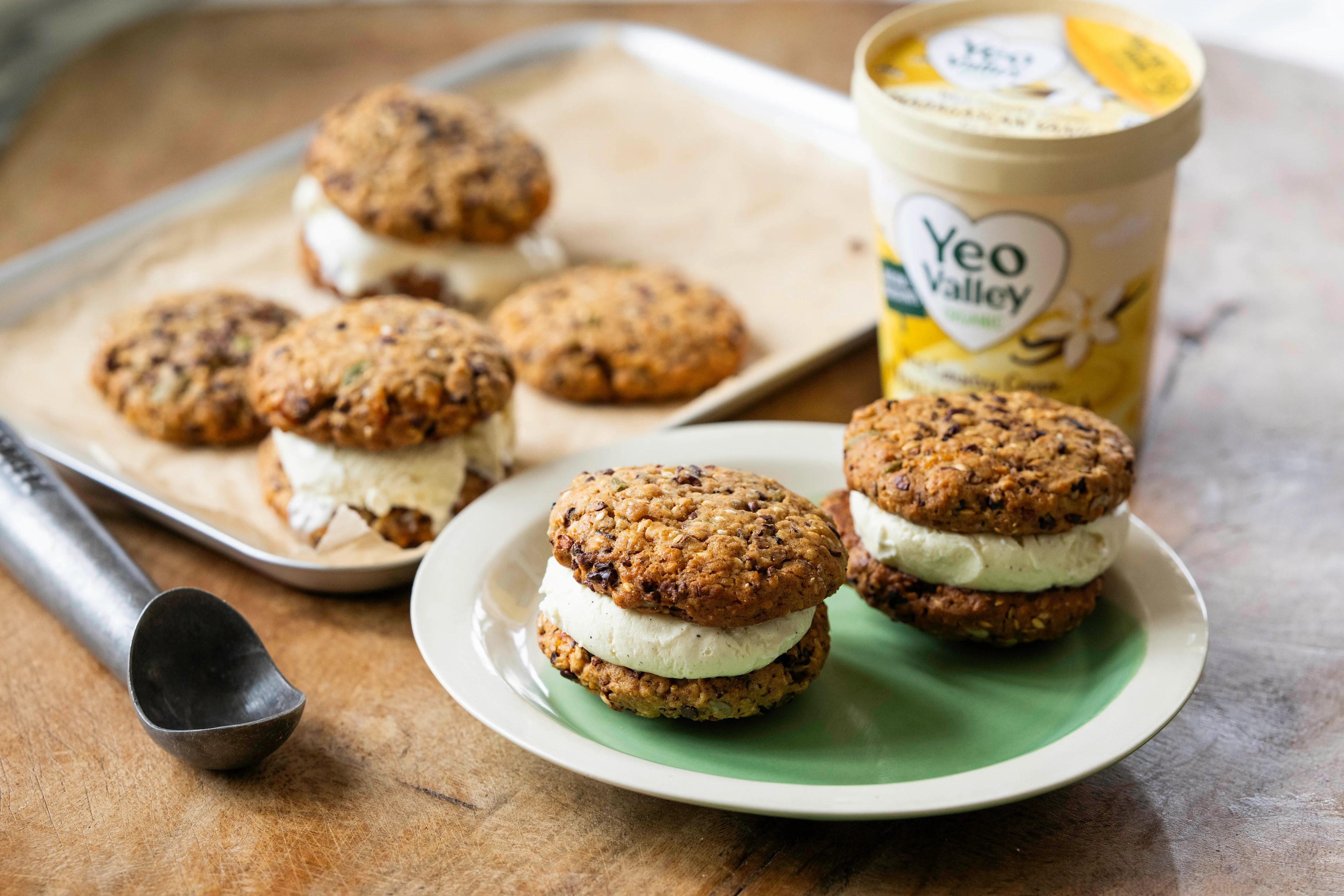 Seed and Nut Cookie Ice Cream Sandwiches 