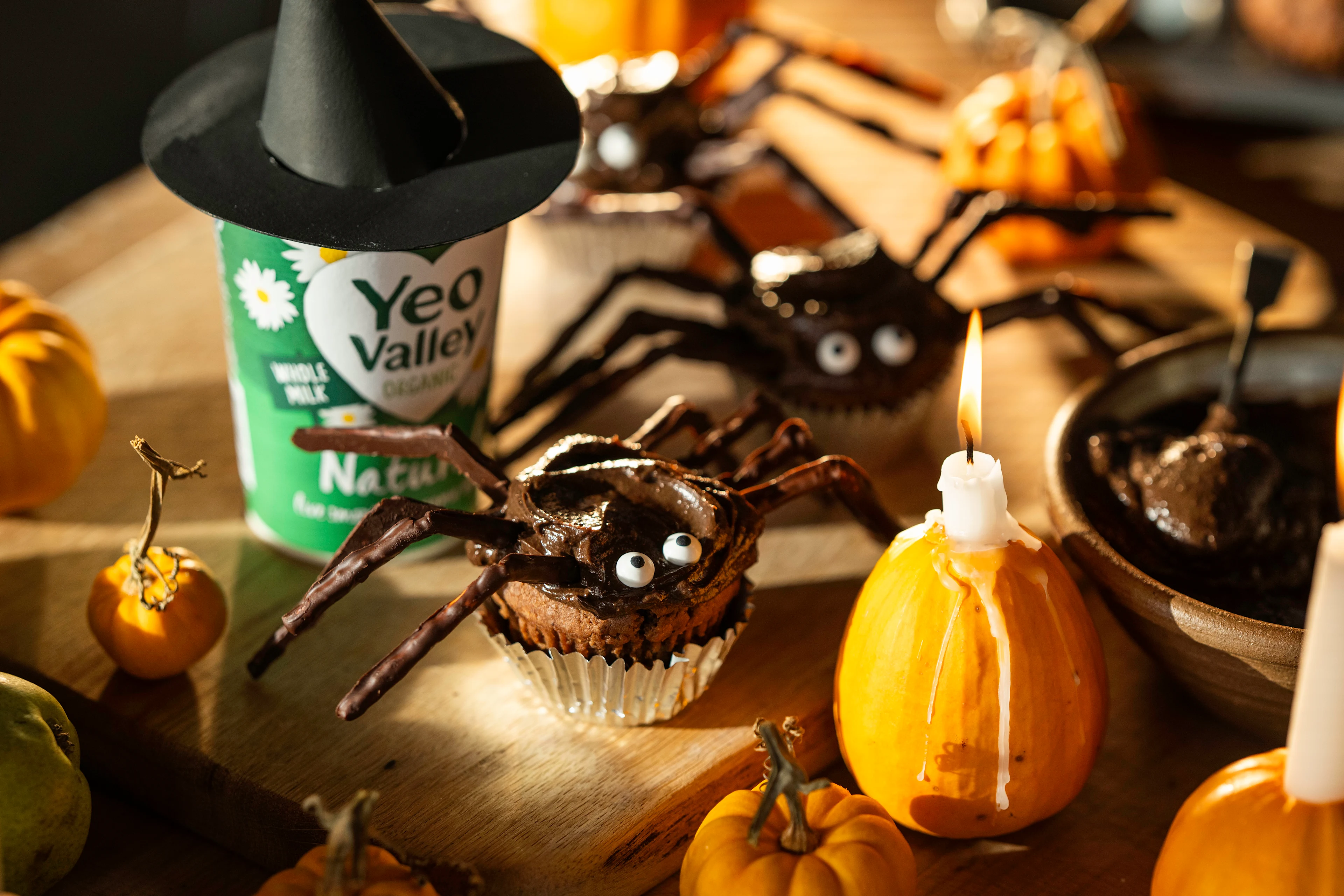 Chocolate and Pear Spider Cupcakes