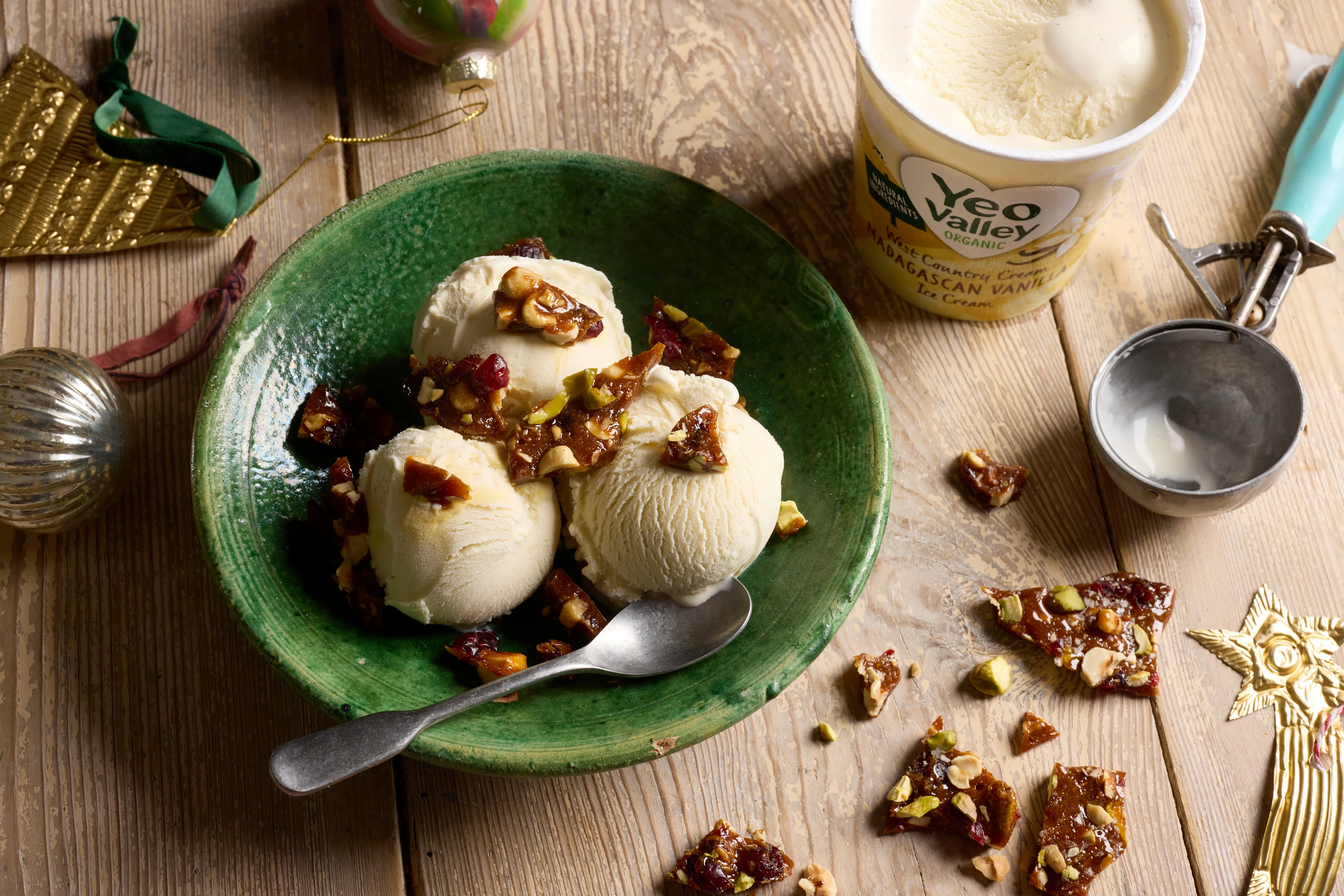 Christmas Brittle with Madagascan Vanilla Ice Cream