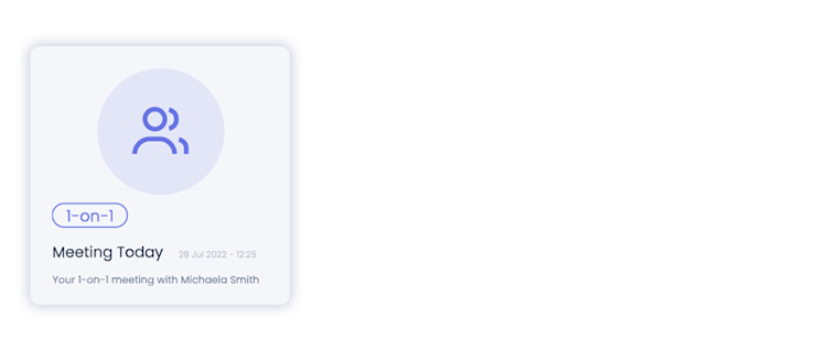 A notification in the Eletive app of an upcoming one-on-one meeting