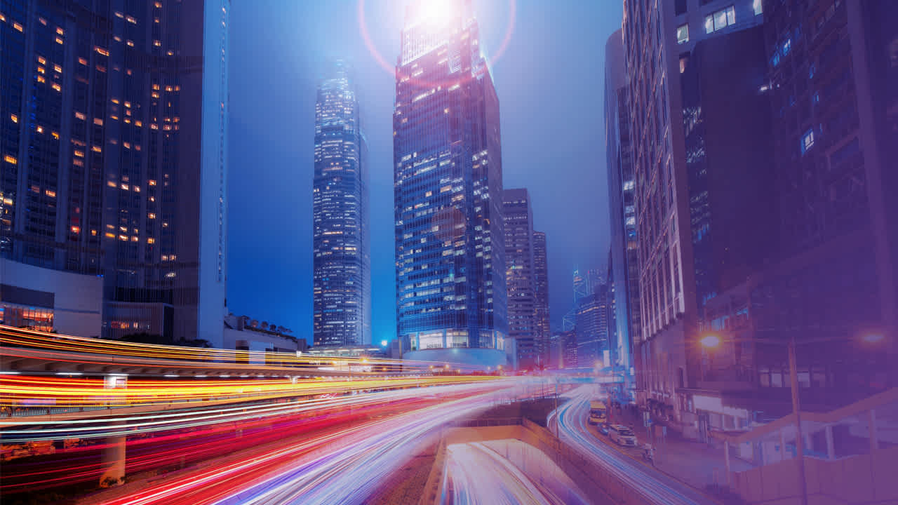 Image of traffic lights in urban city