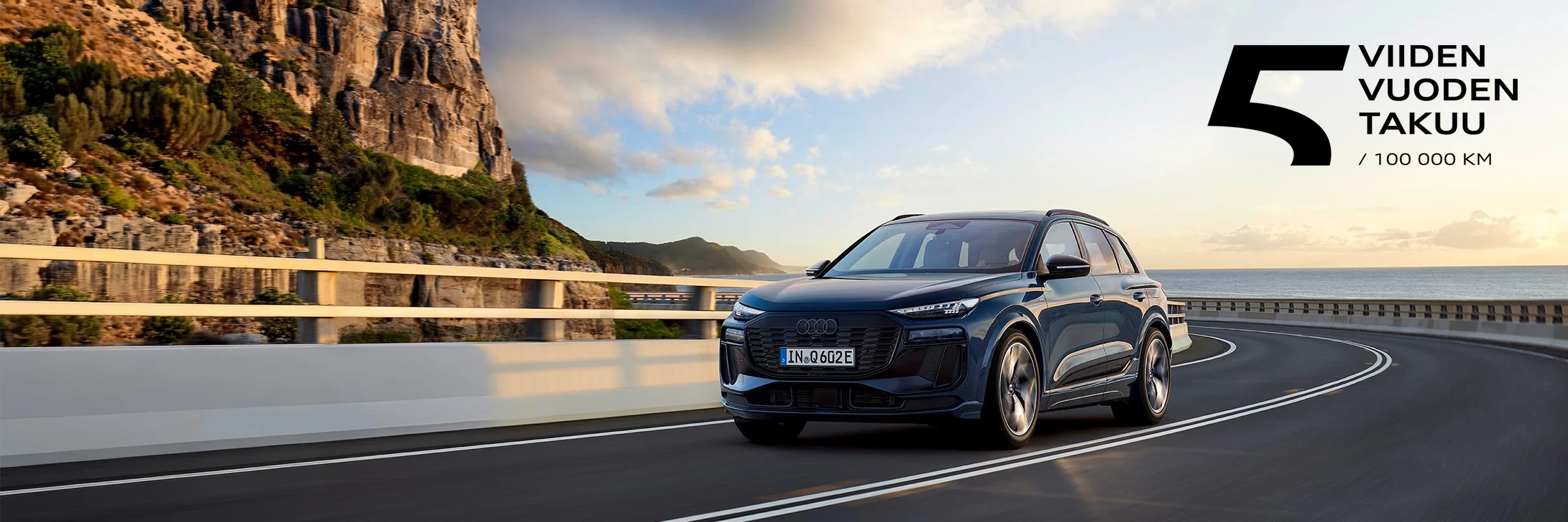 Audi Q6 e-tron quattro Huippuvarusteltu malli esim. 619 €/kk.
Korko 2,99 % + kulut