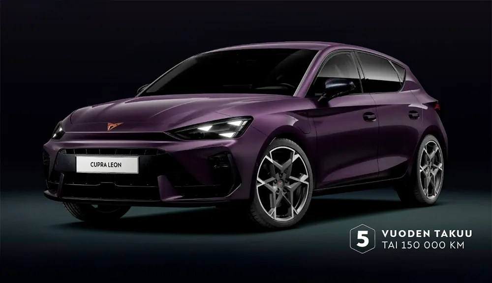 LEON - liila auto tummalla taustalla