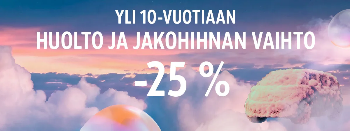 Unelmien huolto – yli 10-vuotiaan merkkihuollon yhteydessä jakohihnanvaihto -25 %
