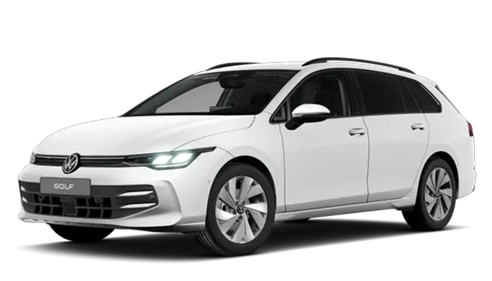 Valkoinen Volkswagen Golf Variant Comfort.