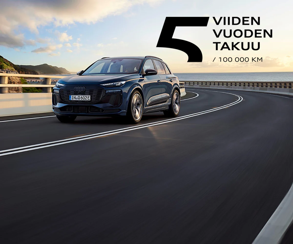 Audi Q6 e-tron quattro Huippuvarusteltu malli esim. 619 €/kk.
Korko 2,99 % + kulut