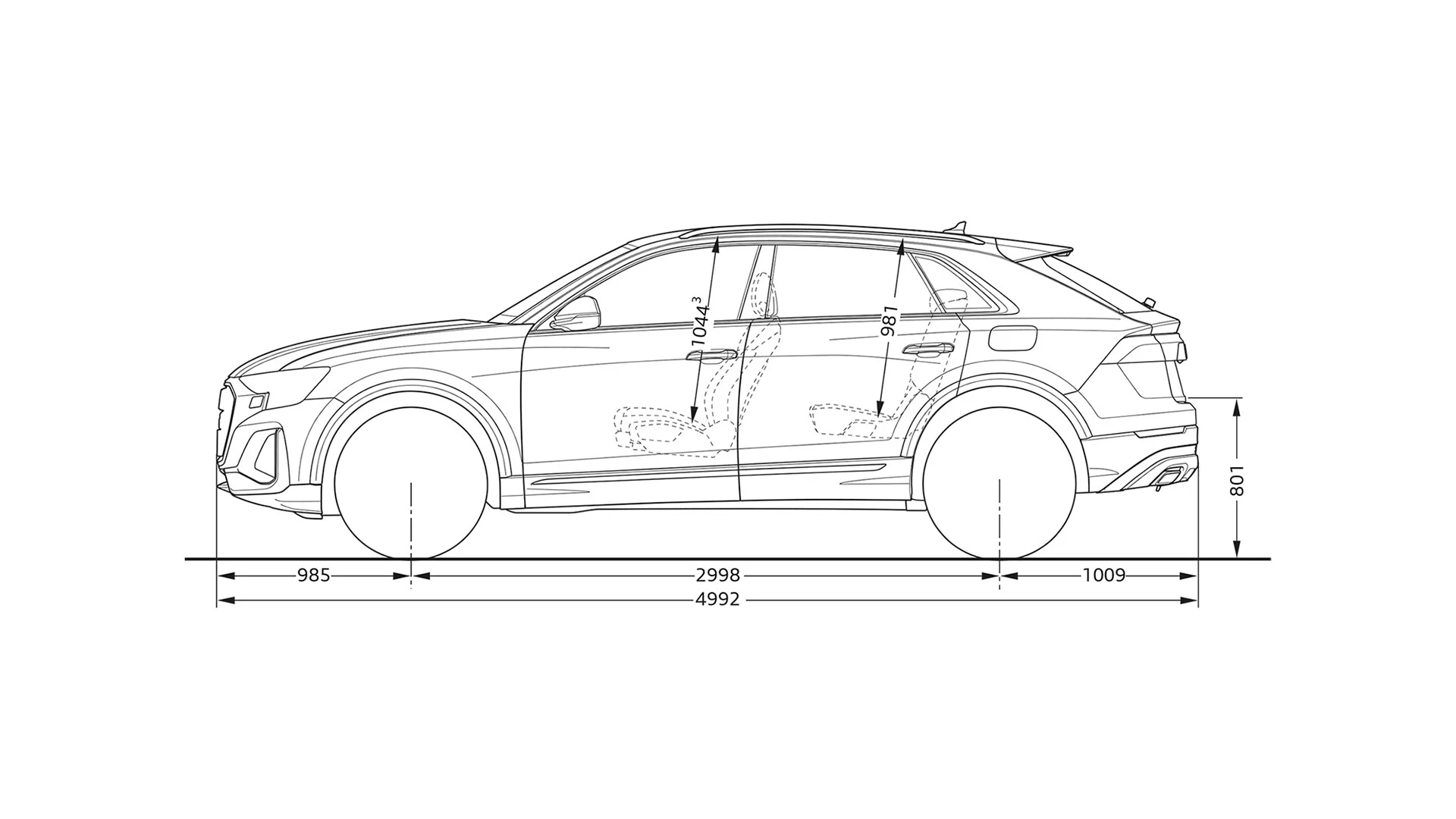 Audi Q8 e-hybrid mittatiedot.