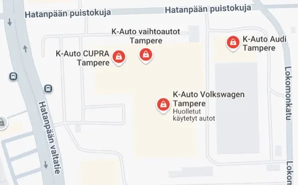 K-Auto Tampere kartta