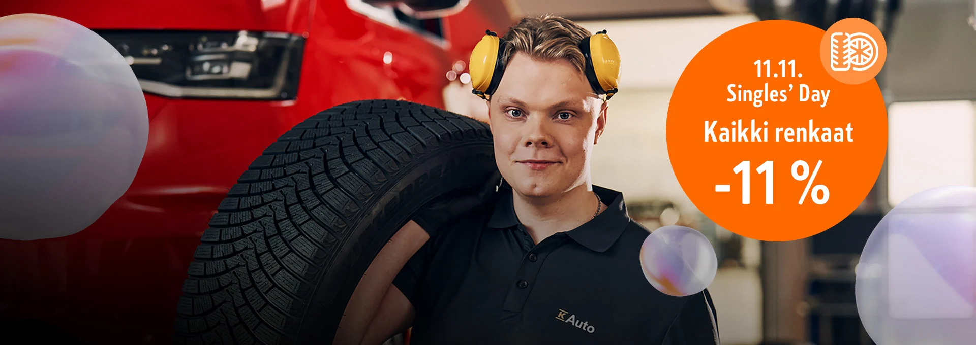 K-Auton Singles' Day Vain tänään! Kaikki renkaat - 11 %. 