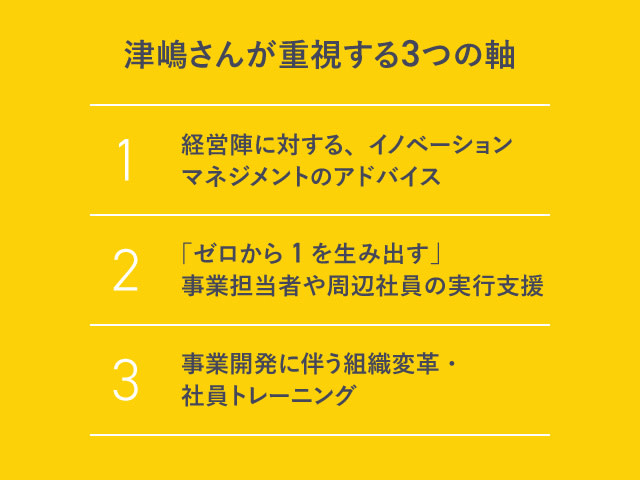 津嶋さんが重視する3つの軸