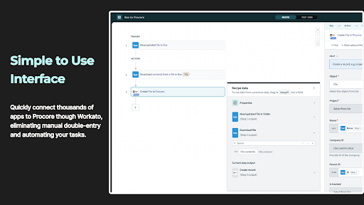 Screenshot of Procure's Workato Connector.