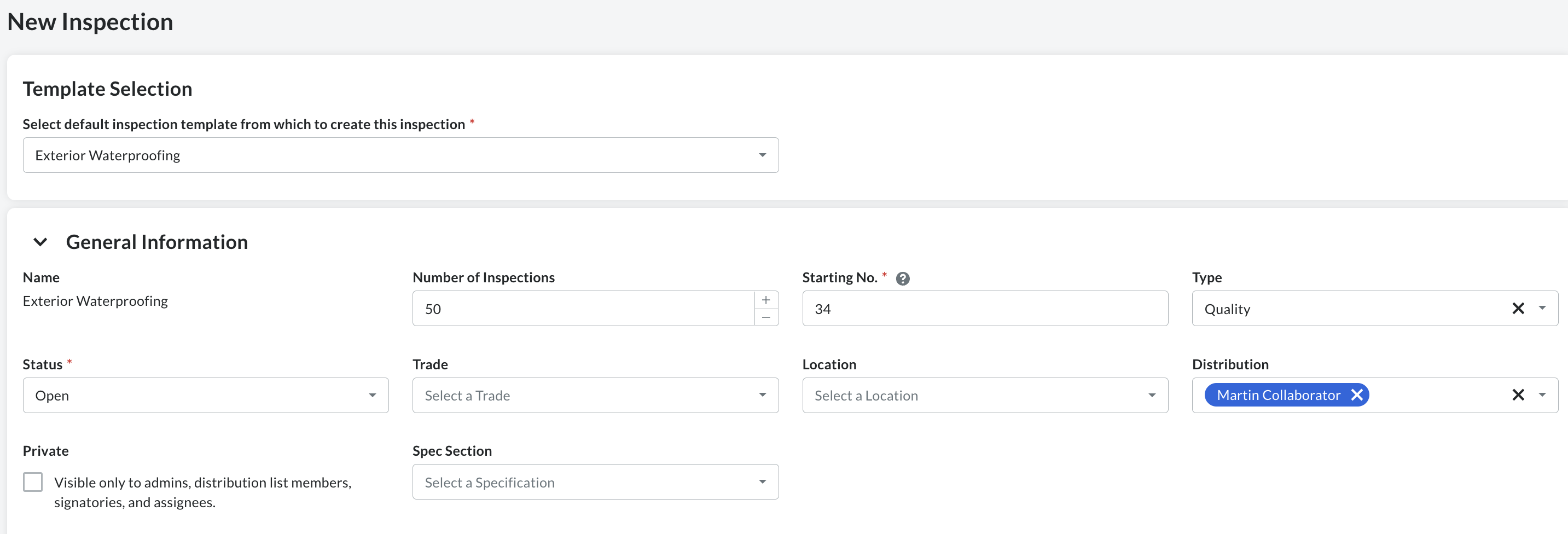 Bulk Create Inspections by Template