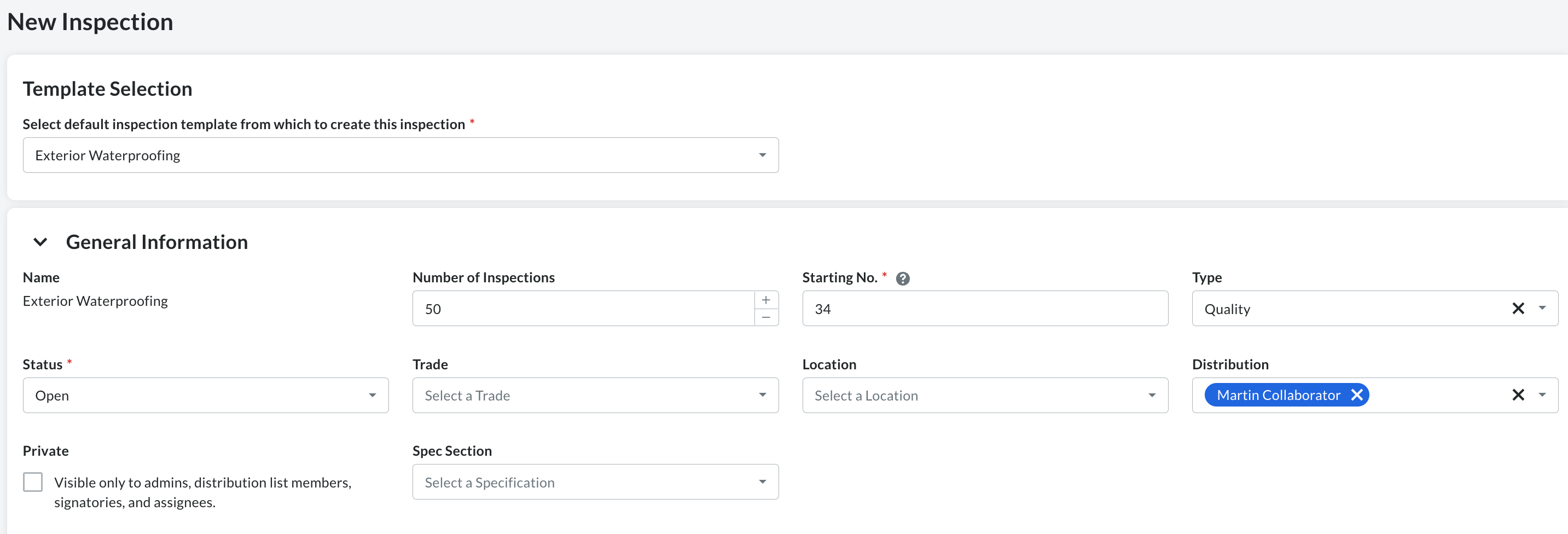 Bulk Create Inspections by Template