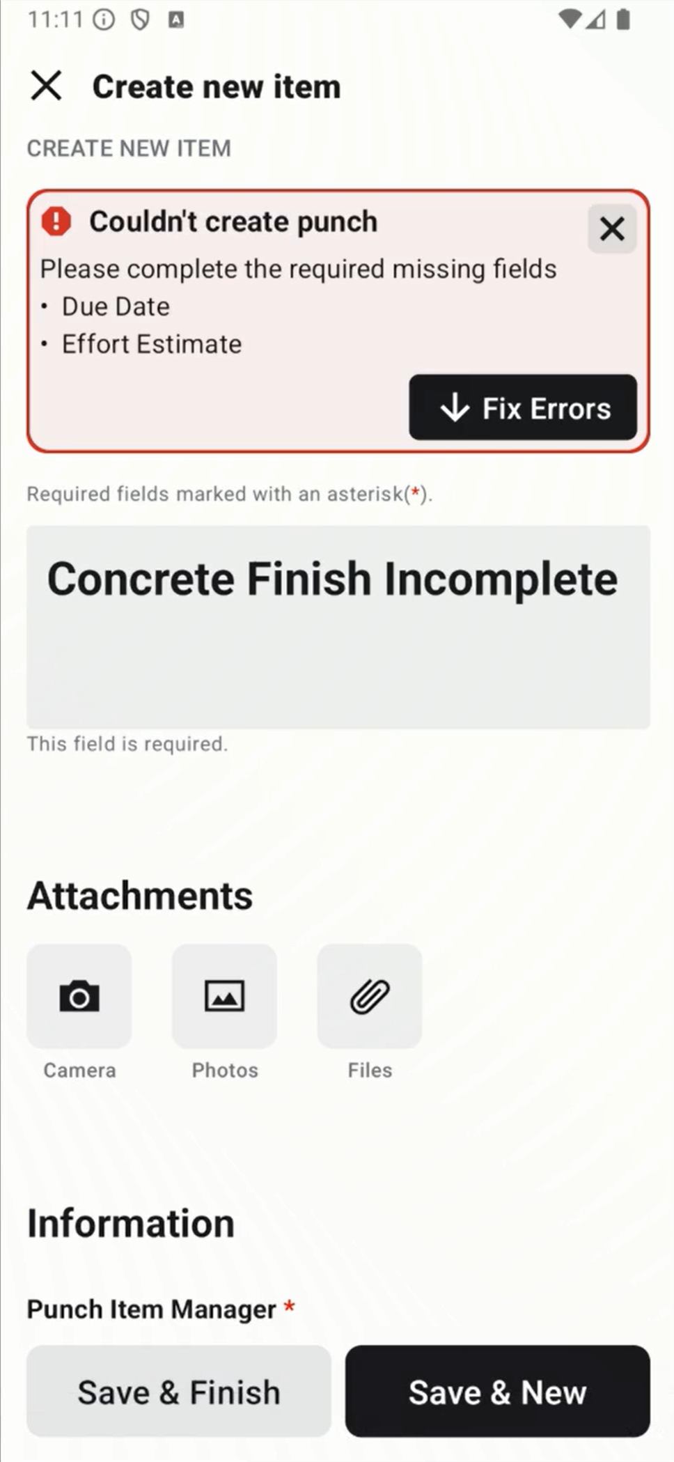 Mobile Forms Required Fields