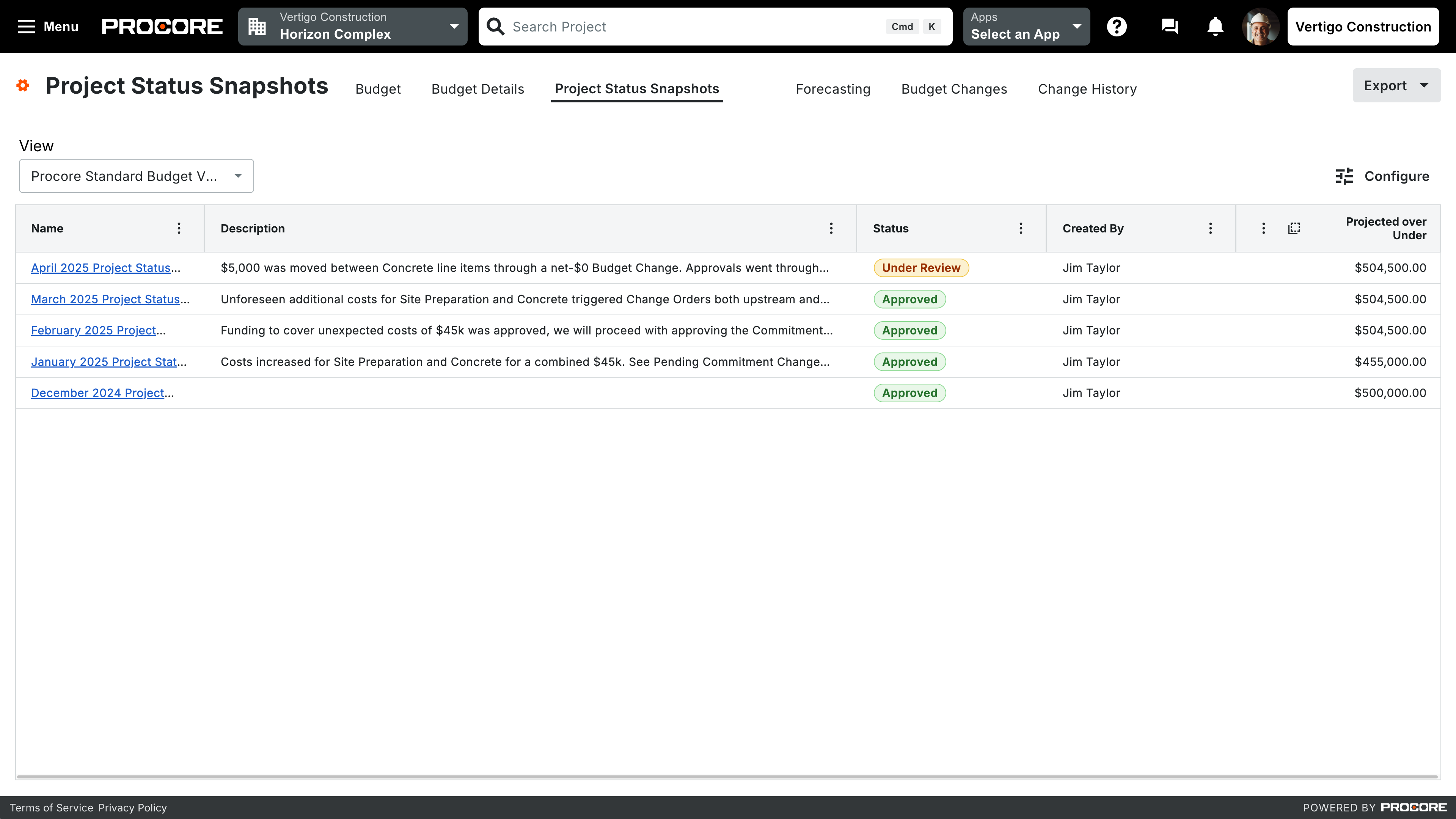 Project status snapshot