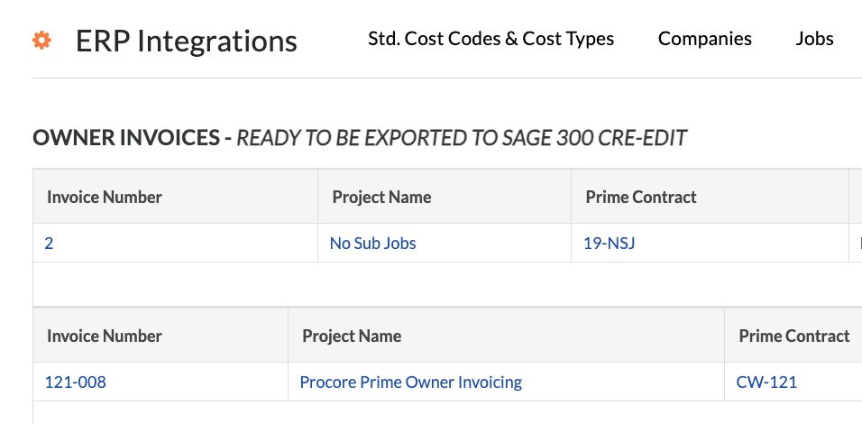 SAGE CRE 300 Owner Invoice