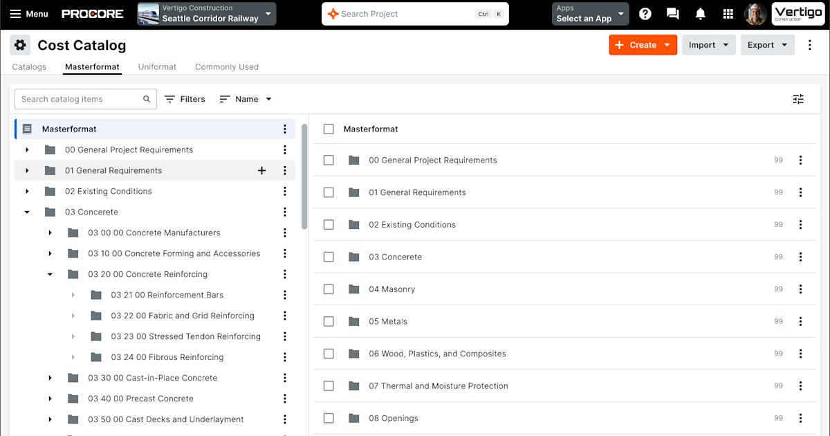 Estimating Cost Catalog Support for 5 Levels of Hierarchy Procore