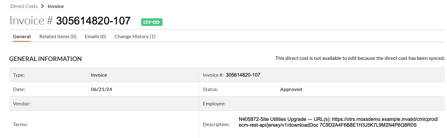 CMiC Direct Cost Image Link