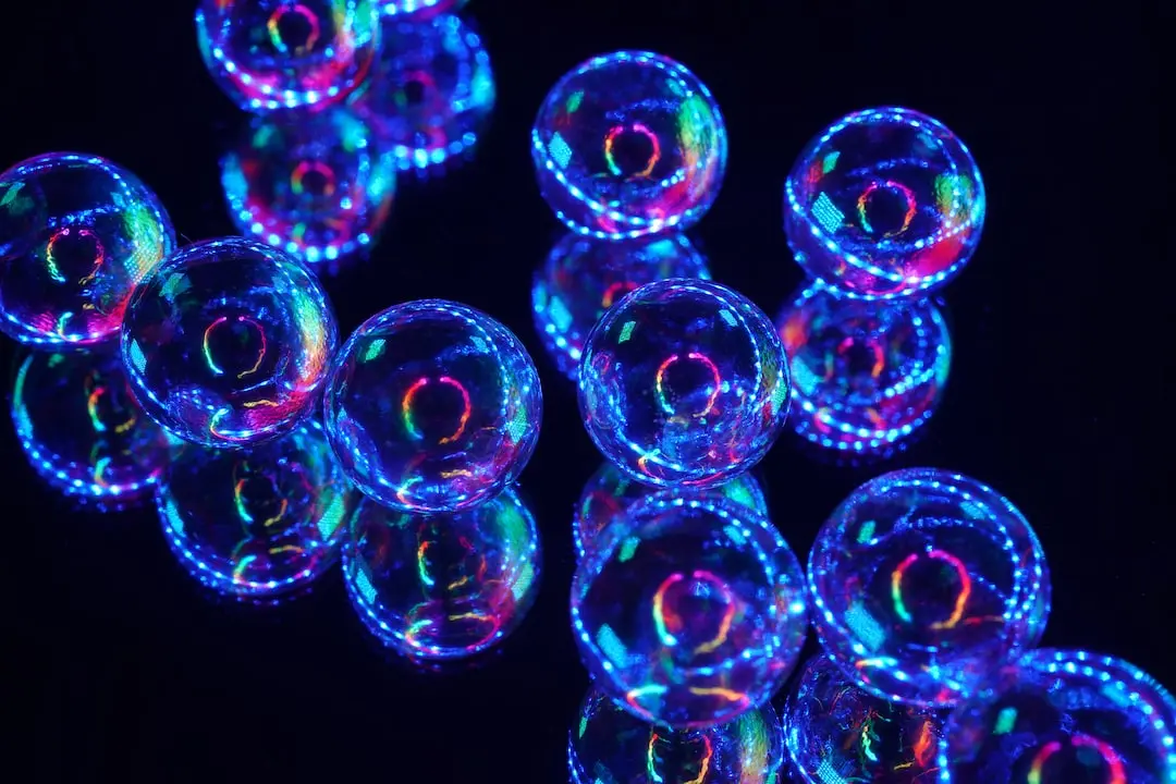 blue and clear glass ball