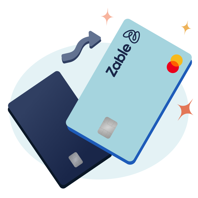 An illustration of credit card balance being transferred to a Zable Credit Card