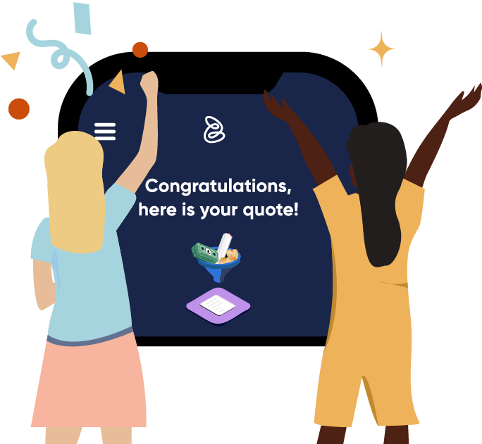 Illustration showing characters around a debt consolidation loan quote