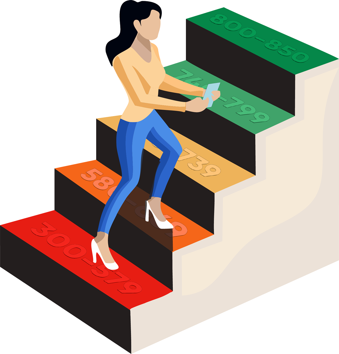 a Zable Credit Card on a minimal pastel brick wall building diagonally upward, with soft edges and light mortar on a transparent background.