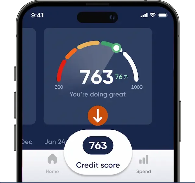 credit score displayed on an iphone 14 pro