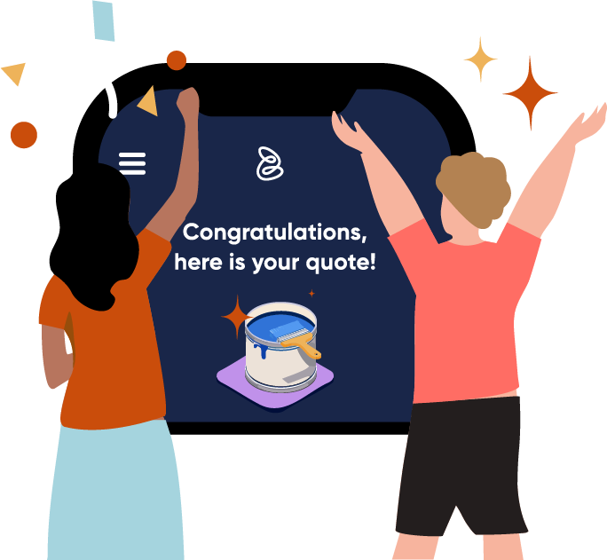 Illustration showing characters celebrating their loan quote for home improvement