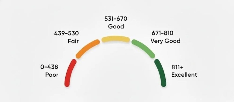 Illustration of a credit score dial
