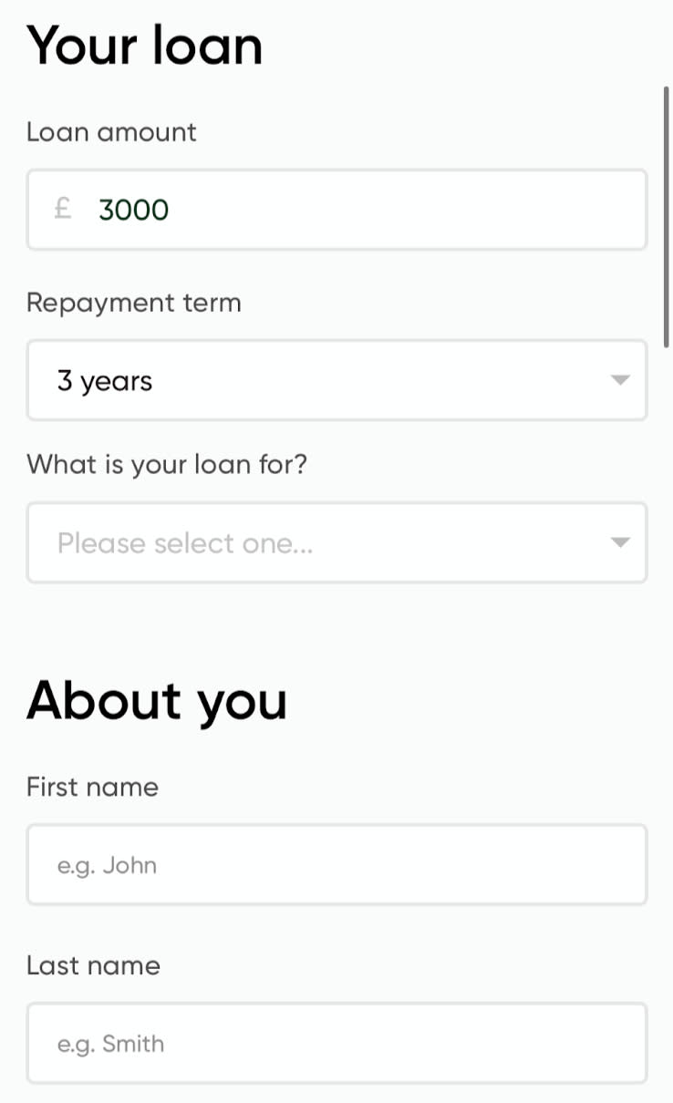 Zable loan eligibility form