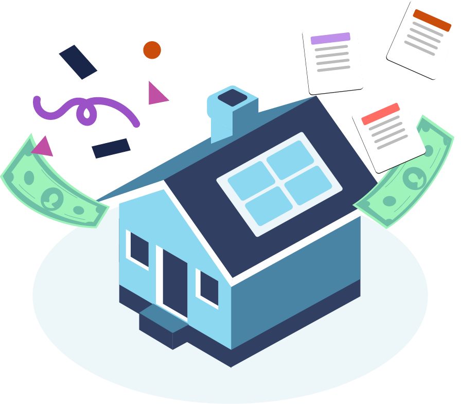 Illustration showing a home being improved with a loan