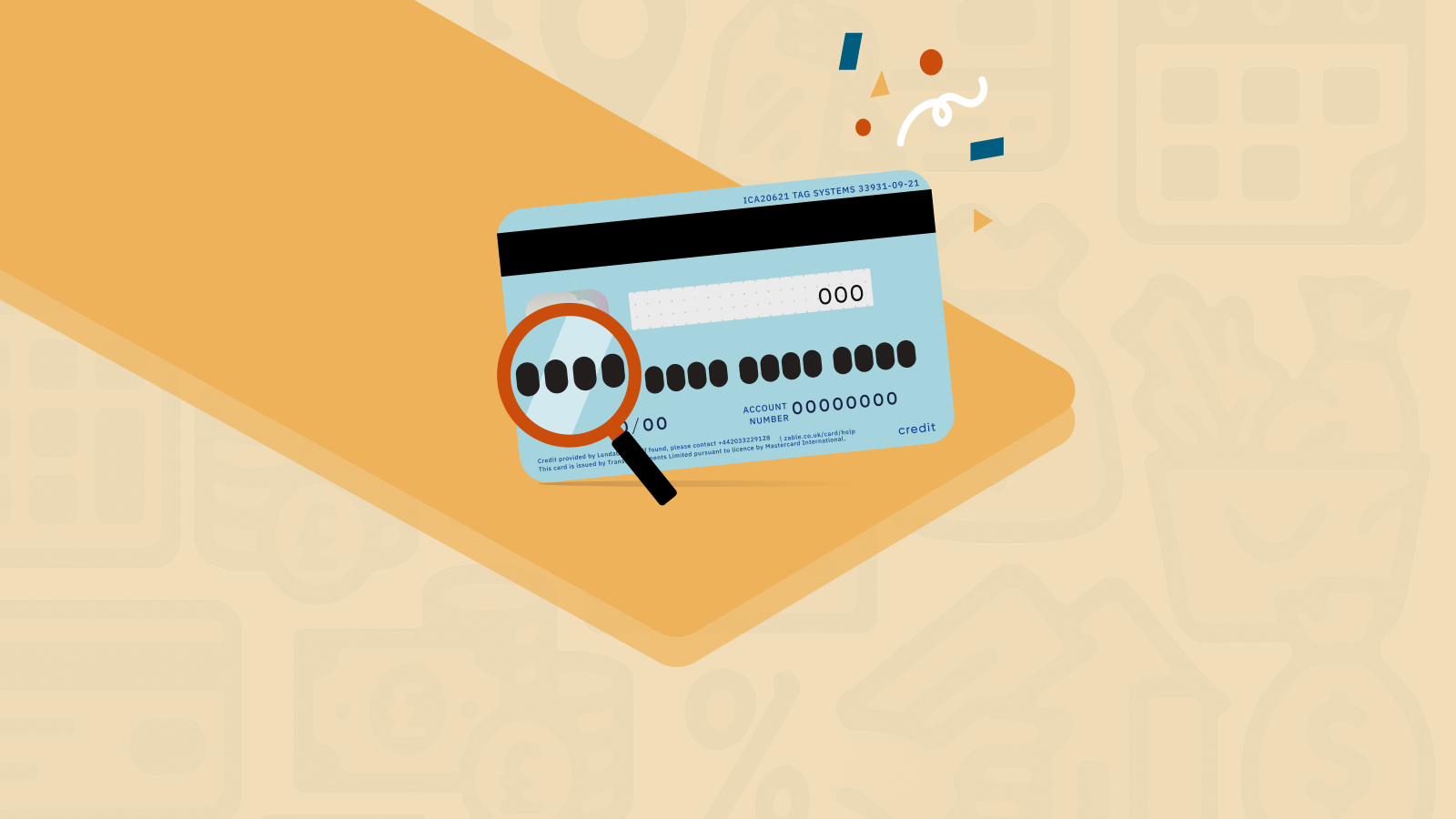 Credit card number on credit card