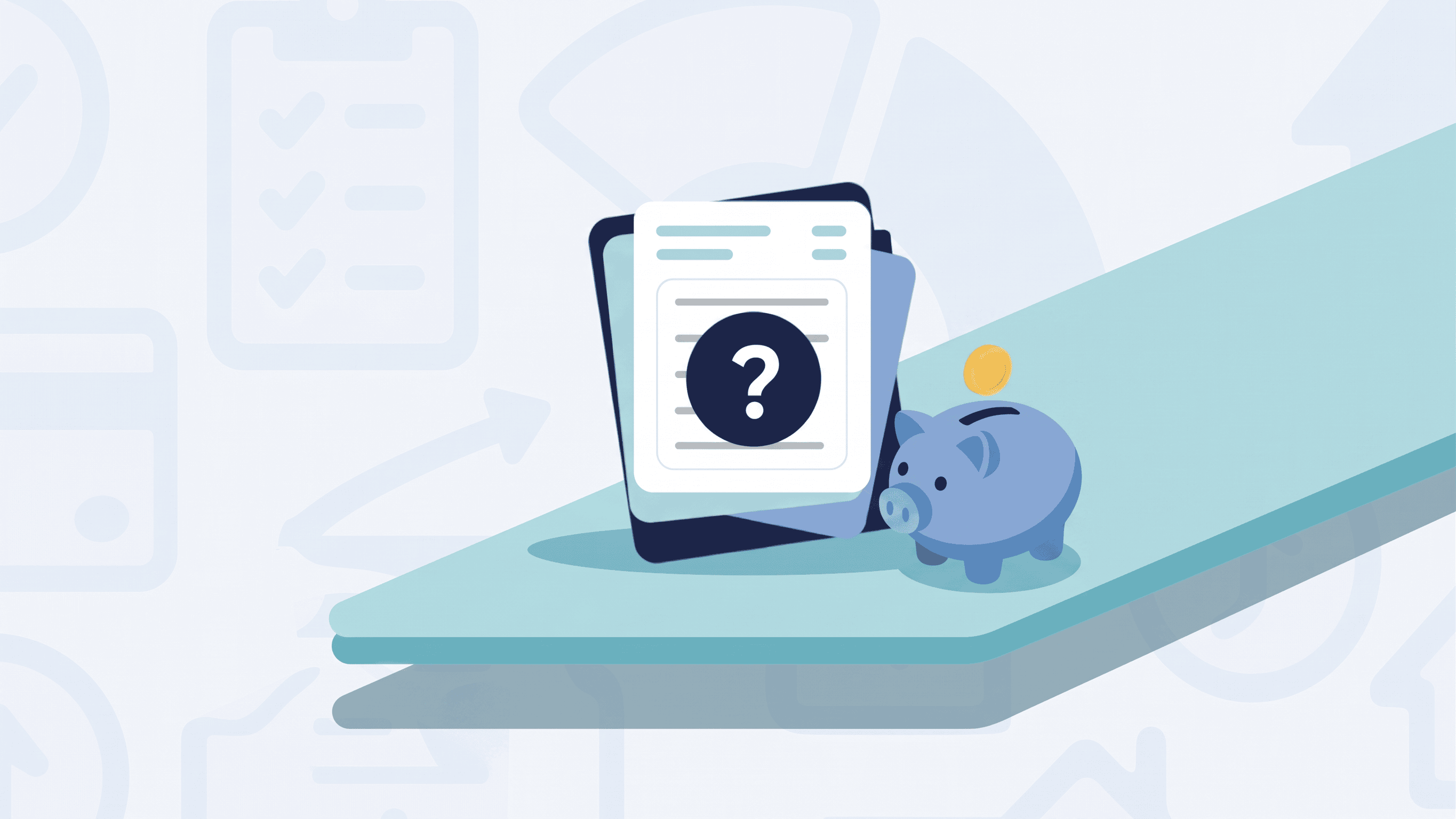 Piggy bank and credit card statements