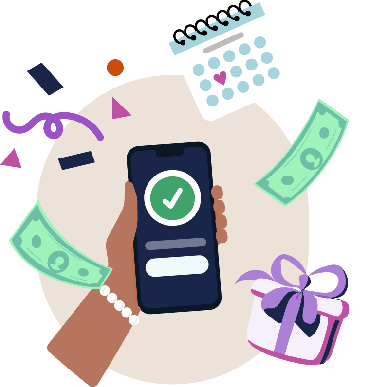 Illustration showing wedding budgeting tips