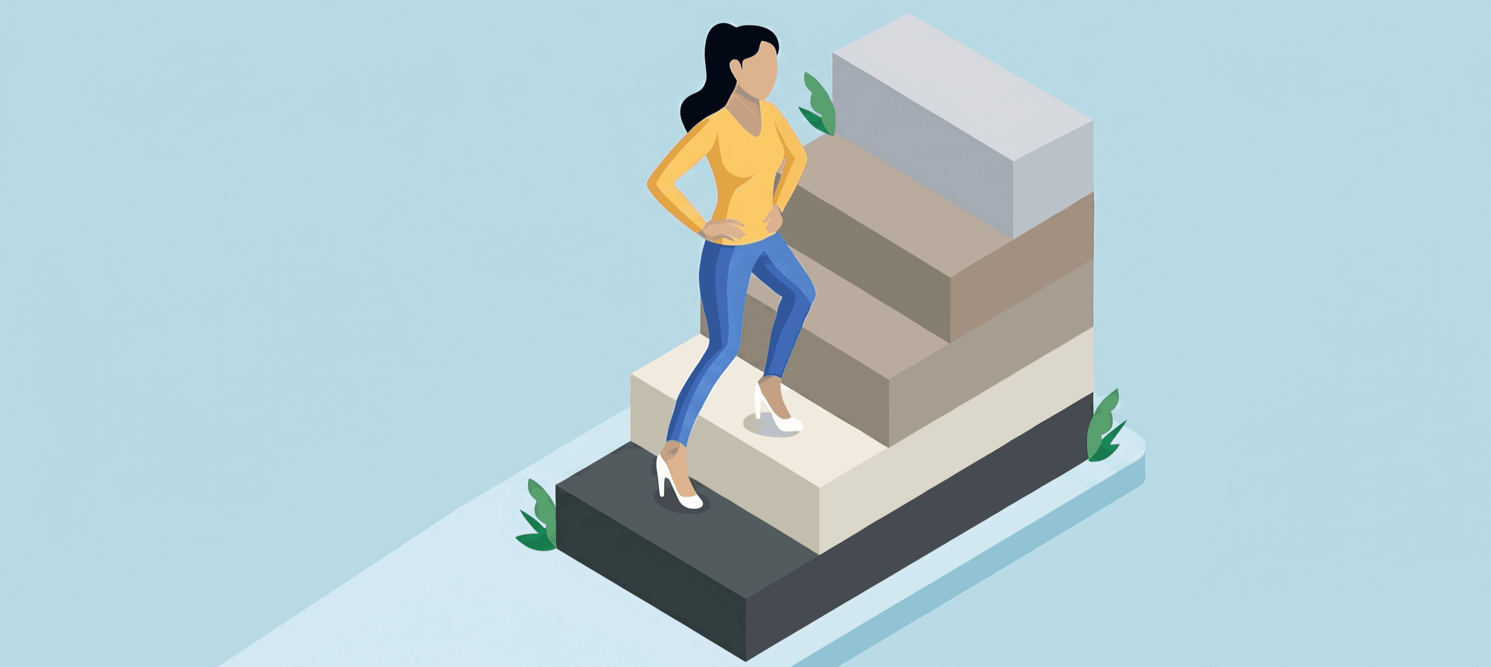 Depiction of a woman getting out of debt 