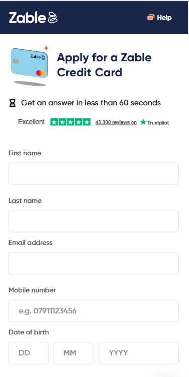 Credit card eligibility checker form