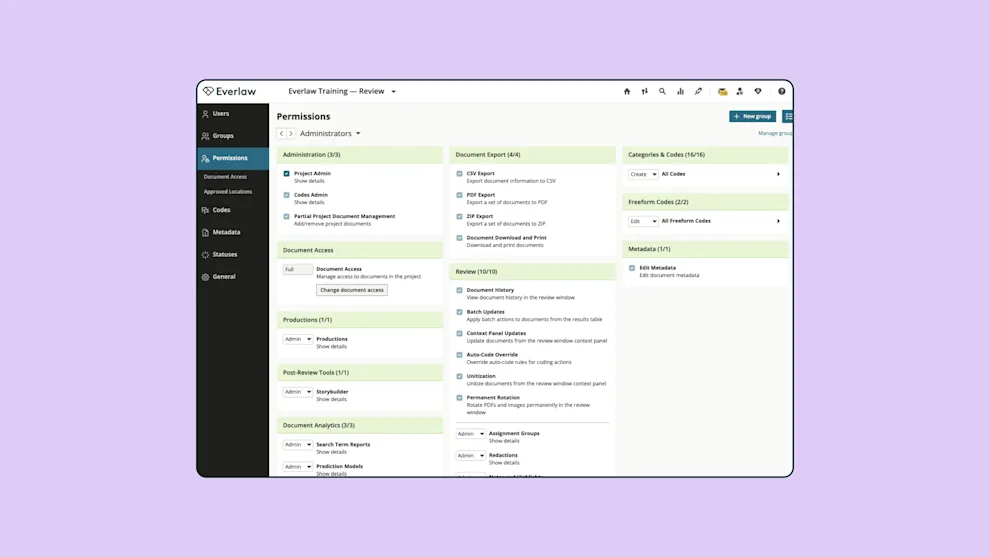 Everlaw Feature | Project Settings