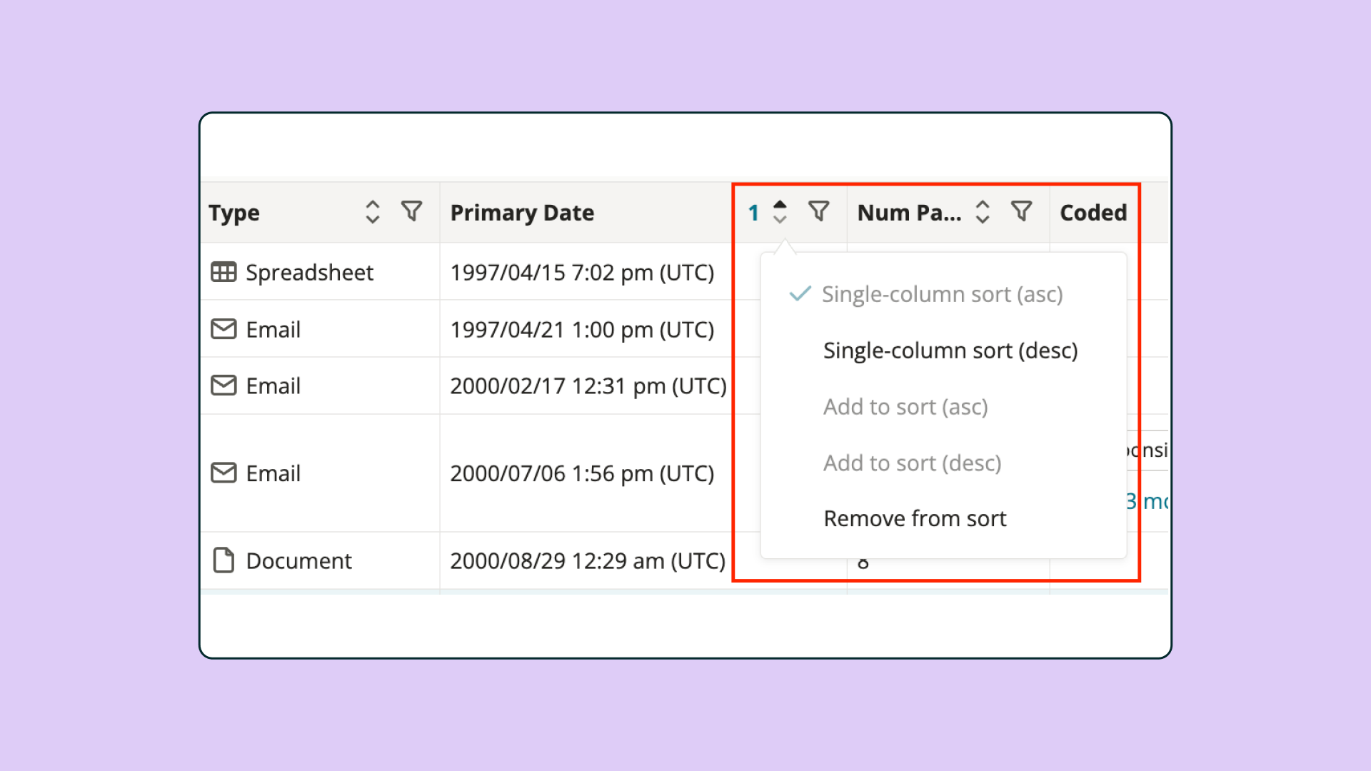 Workflow Image: Results Table Sorting